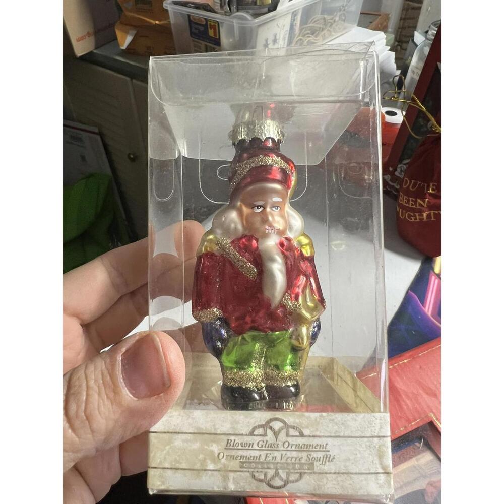 Blown Glass Santa Ornament Christmas Decoration